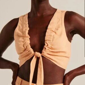 Abercrombie & Fitch Tie-Front Linen Crop Top Size Small New with Tags NWT